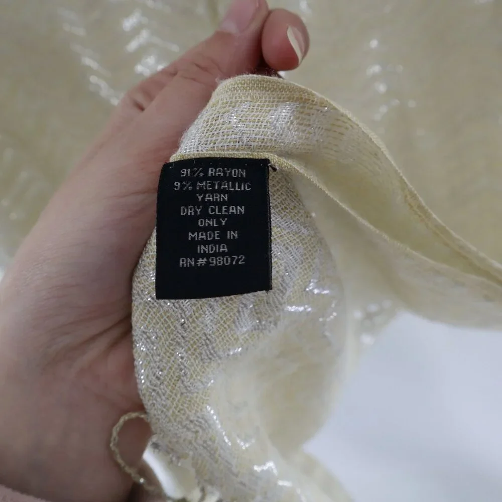 Shiny Shimmer Wrap Scarf Ivory Cruise NYE Versatile Festive Winter Ethereal Chic